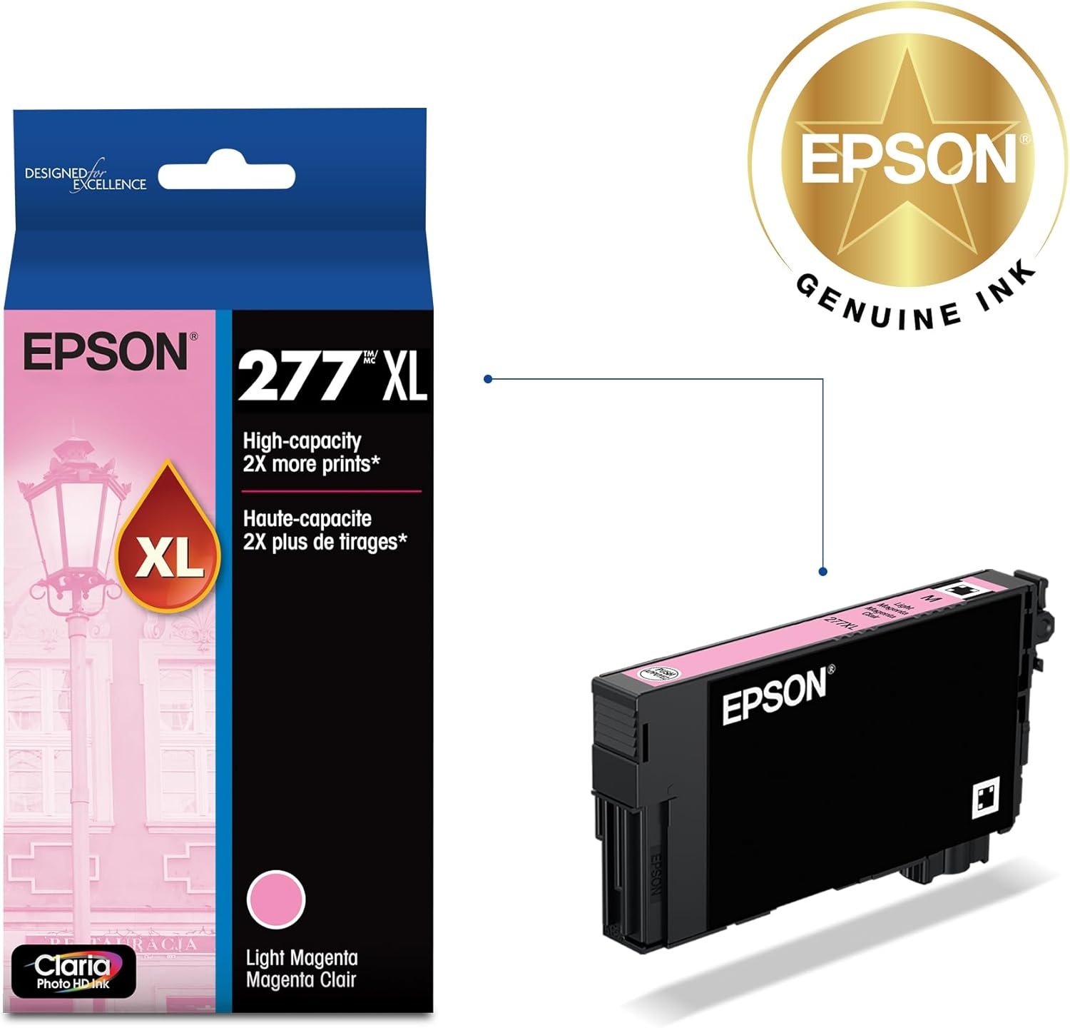 image:imageEPSON 277 Claria Photo HD Ink High Capacity Photo Black Cartridge T277XL120S Works with Expression XP850 860 950 960 970Light magenta