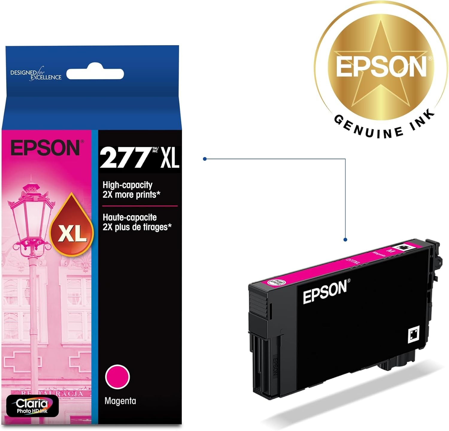 image:imageEPSON 277 Claria Photo HD Ink High Capacity Photo Black Cartridge T277XL120S Works with Expression XP850 860 950 960 970Magenta