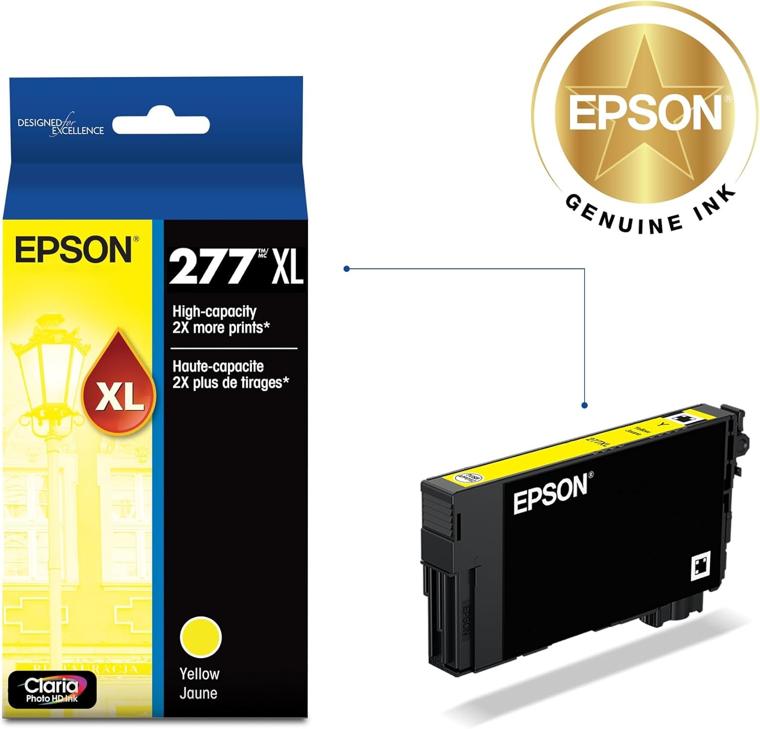 image:imageEPSON 277 Claria Photo HD Ink High Capacity Photo Black Cartridge T277XL120S Works with Expression XP850 860 950 960 970Yellow