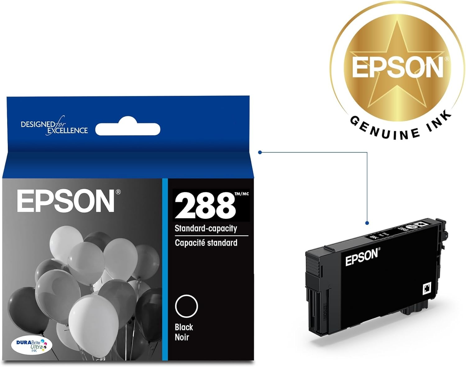 image:imageEPSON 288 DURABrite Ultra Ink Standard Capacity Black Cartridge T288120S Works with Expression XP330 430 434 340 440 4461 Count Pack of 1