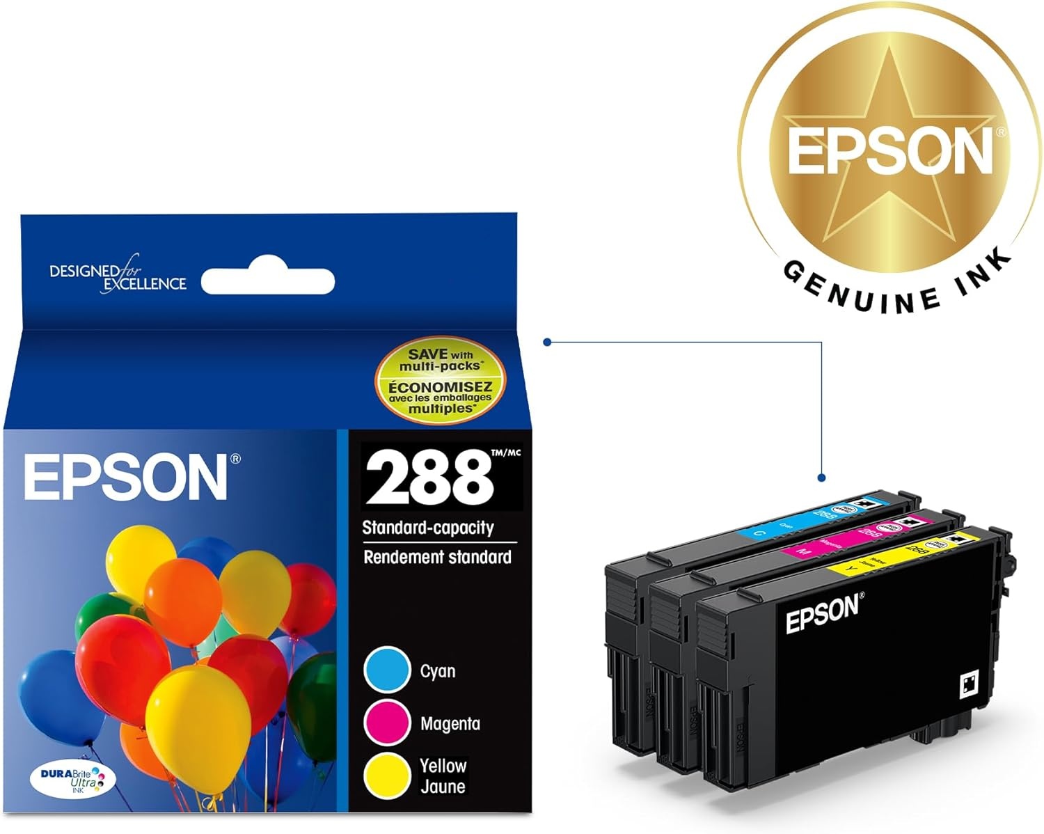 image:imageEPSON 288 DURABrite Ultra Ink Standard Capacity Color Combo Pack T288520S Works with Expression XP330 430 434 340 440 446