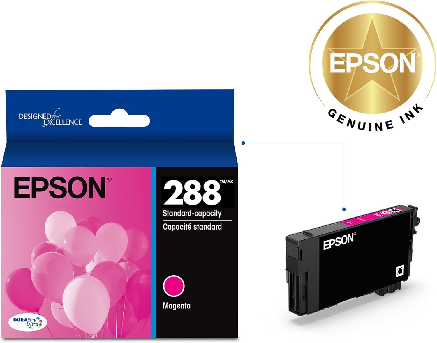 image:imageEPSON 288 DURABrite Ultra Ink Standard Capacity Magenta Cartridge T288320S Works with Expression XP330 430 434 340 440 4461 Count Pack of 1