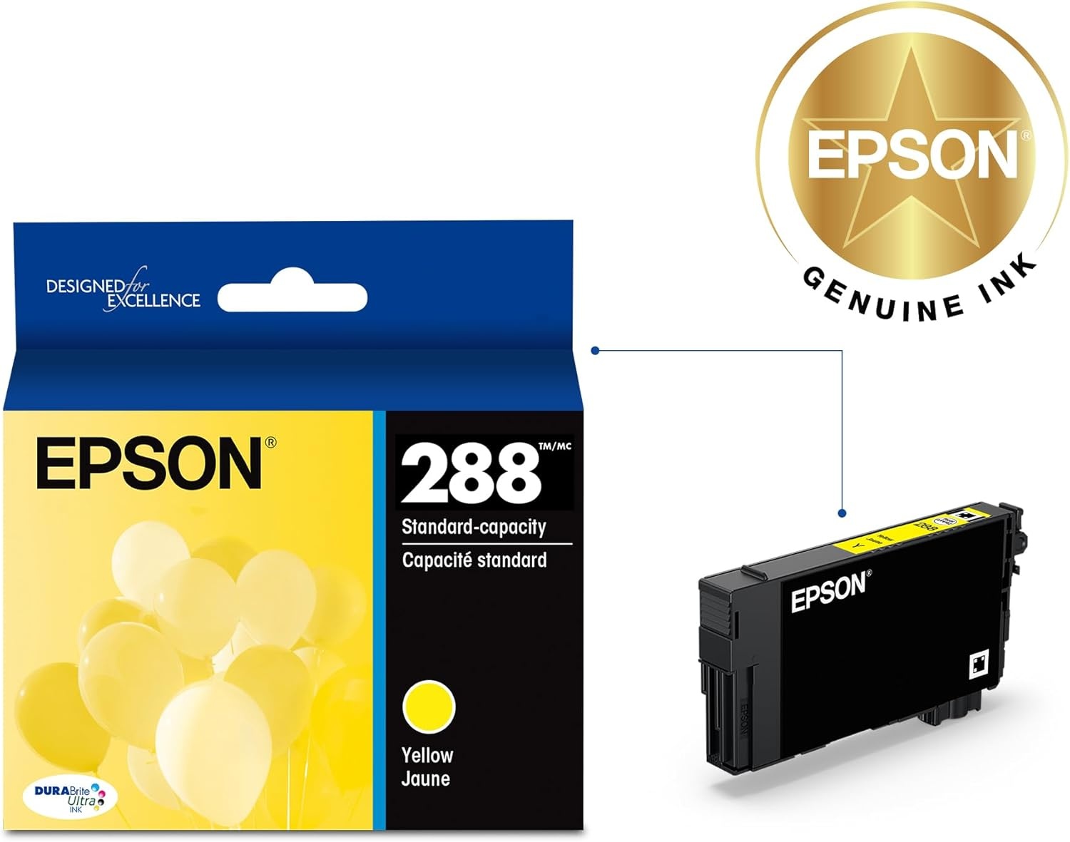 image:imageEPSON 288 DURABrite Ultra Ink Standard Capacity Yellow Cartridge T288420S Works with Expression XP330 430 434 340 440 4461 Pack