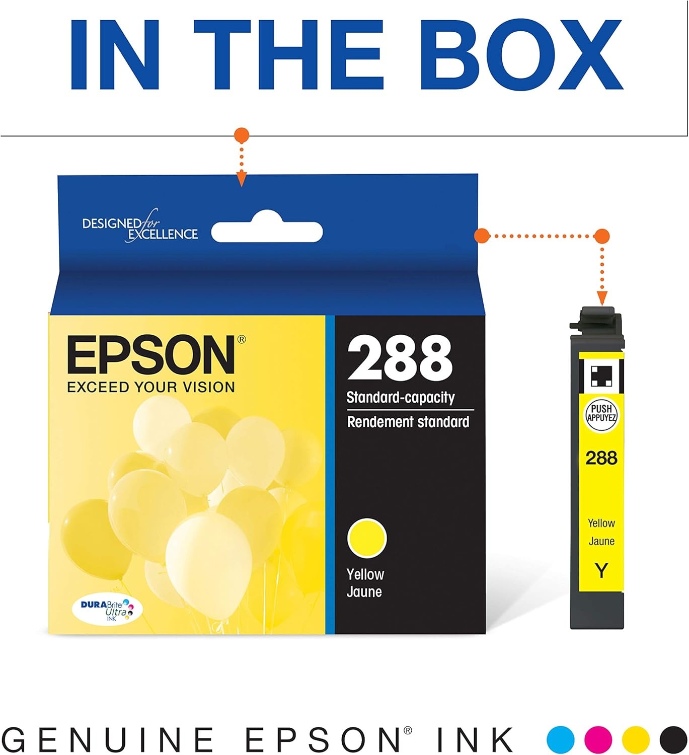 image:imageEPSON 288 DURABrite Ultra Ink Standard Capacity Yellow Cartridge T288420S Works with Expression XP330 430 434 340 440 4463 Pack