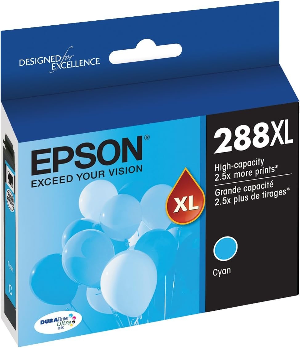 image:imageEpson 288 DURABrite Ultra Ink High Capacity Black amp Standard Color Cartridge Combo Pack T288XLBCS 288 DURABrite Ultra Ink High Capacity Cyan Cartridge T288XL220S