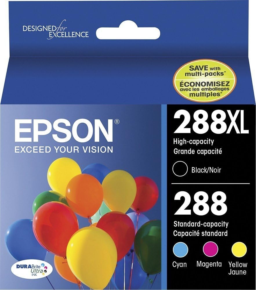image:imageEpson T288XLBCS Black High Capacity and Color Standard Capacity Ink Cartridges CMYK 4Pack amp T288XL120 288XL Expression Home XP330 340 430 434 440 446 Ink Cartridge Black in Retail Packaging