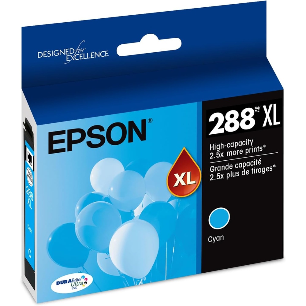 image:imageEPSON 288 DURABrite Ultra Ink High Capacity Cyan Cartridge T288XL220S Works with Expression XP330 430 434 340 440 4461 Count Pack of 1