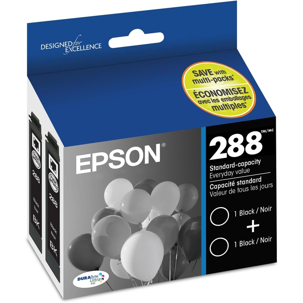 image:imageEPSON 288 DURABrite Ultra Ink Standard Capacity Black Dual Cartridge Pack T288120D2 Works with Expression XP330 430 434 340 440 446