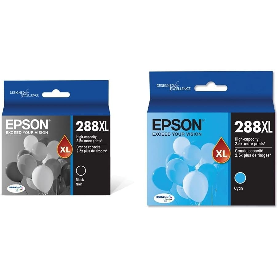 image:imageEpson T288XL120 288XL Expression Home XP330 340 430 434 440 446 Ink Cartridge Black in Retail Packaging amp T288XL220 DURA Ultra Cyan High Capacity Cartridge Ink