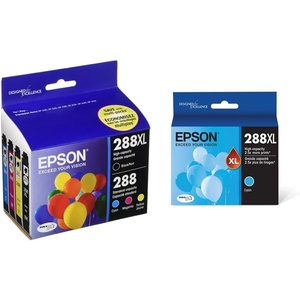 image:imageEpson 288 DURABrite Ultra Ink High Capacity Black amp Standard Color Cartridge Combo Pack T288XLBCS 288 DURABrite Ultra Ink High Capacity Cyan Cartridge T288XL220S