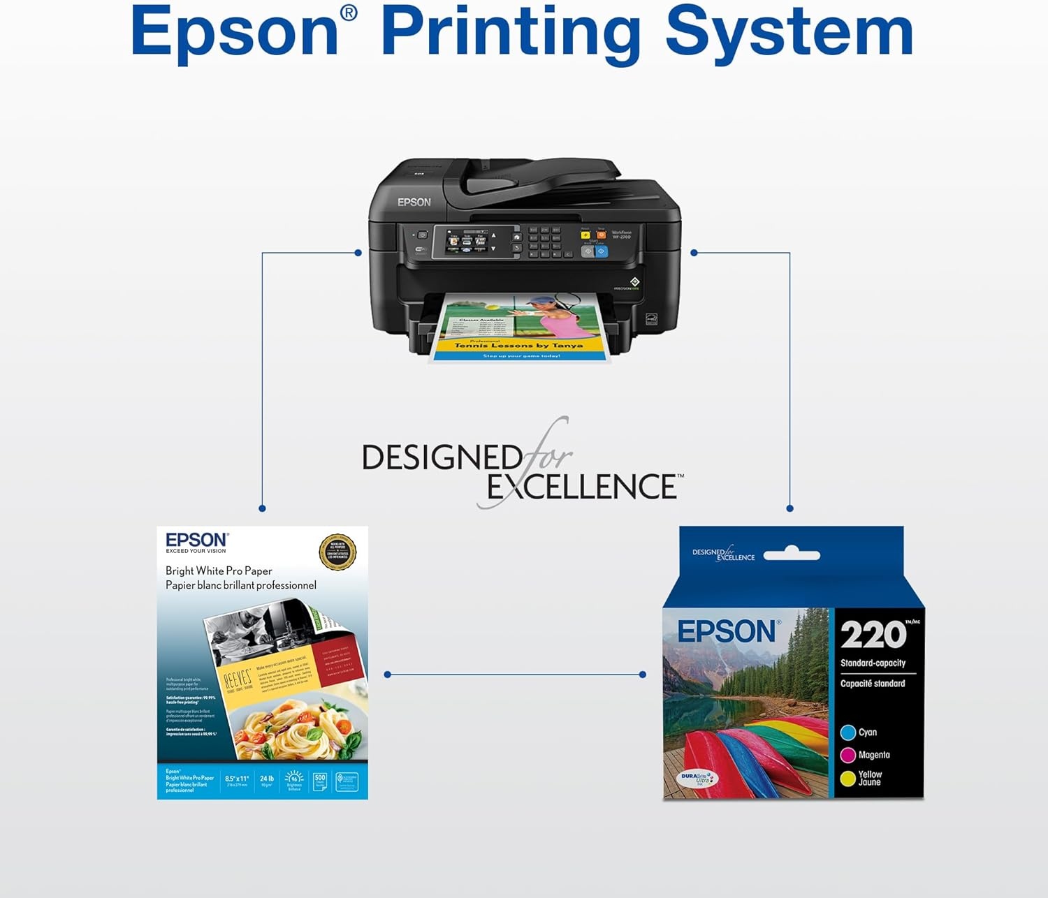 image:imageEPSON 220 DURABrite Ultra Ink High Capacity Black amp Standard Color Cartridge Combo Pack Works with WorkForce WF26302650 2660 2750 2760 and Expression XP320420 4244 CountPack of 2