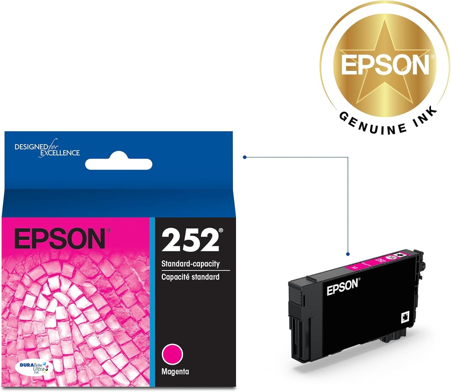 image:imageEPSON 252 DURABrite Ultra Ink Standard Capacity Magenta Cartridge T252320 Works with WorkForce WF3620 3640 7110 7610 7620 7710 7720 72101 Count Pack of 1