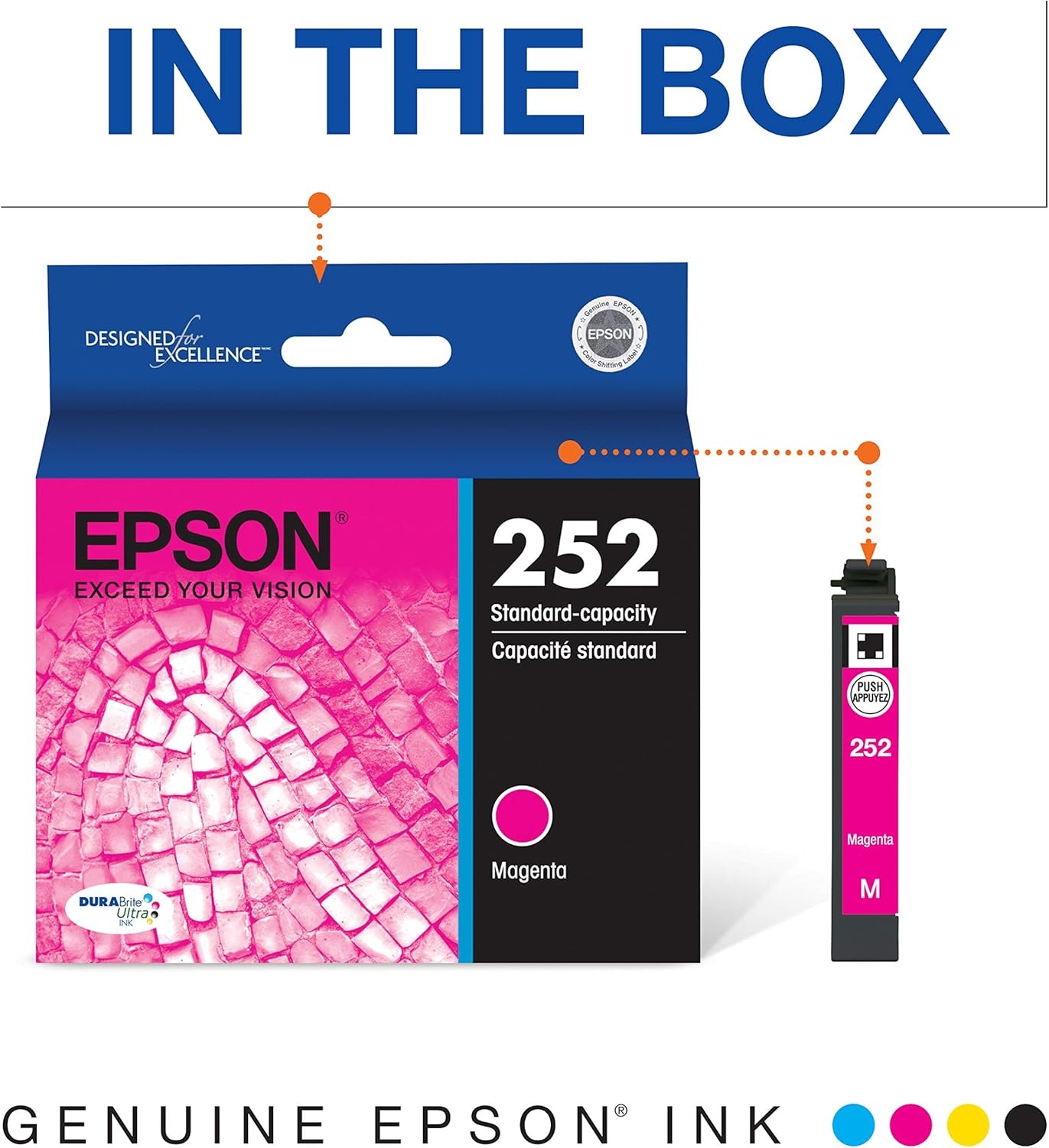image:imageEPSON 252 DURABrite Ultra Ink Standard Capacity Magenta Cartridge T252320 Works with WorkForce WF3620 3640 7110 7610 7620 7710 7720 72101 Count Pack of 2
