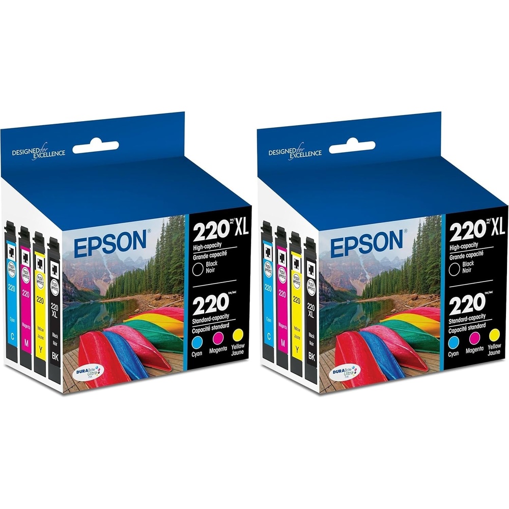 image:imageEPSON 220 DURABrite Ultra Ink High Capacity Black amp Standard Color Cartridge Combo Pack Works with WorkForce WF26302650 2660 2750 2760 and Expression XP320420 4244 CountPack of 2