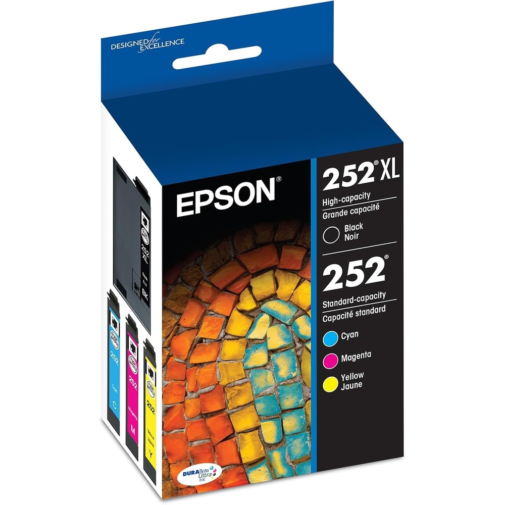 image:imageEPSON 252 DURABrite Ultra Ink High Capacity Black amp Standard Color Cartridge Combo Pack T252XLBCS Works with WorkForce WF3620 3640 7110 7610 7620 7710 7720 7210MultiPack