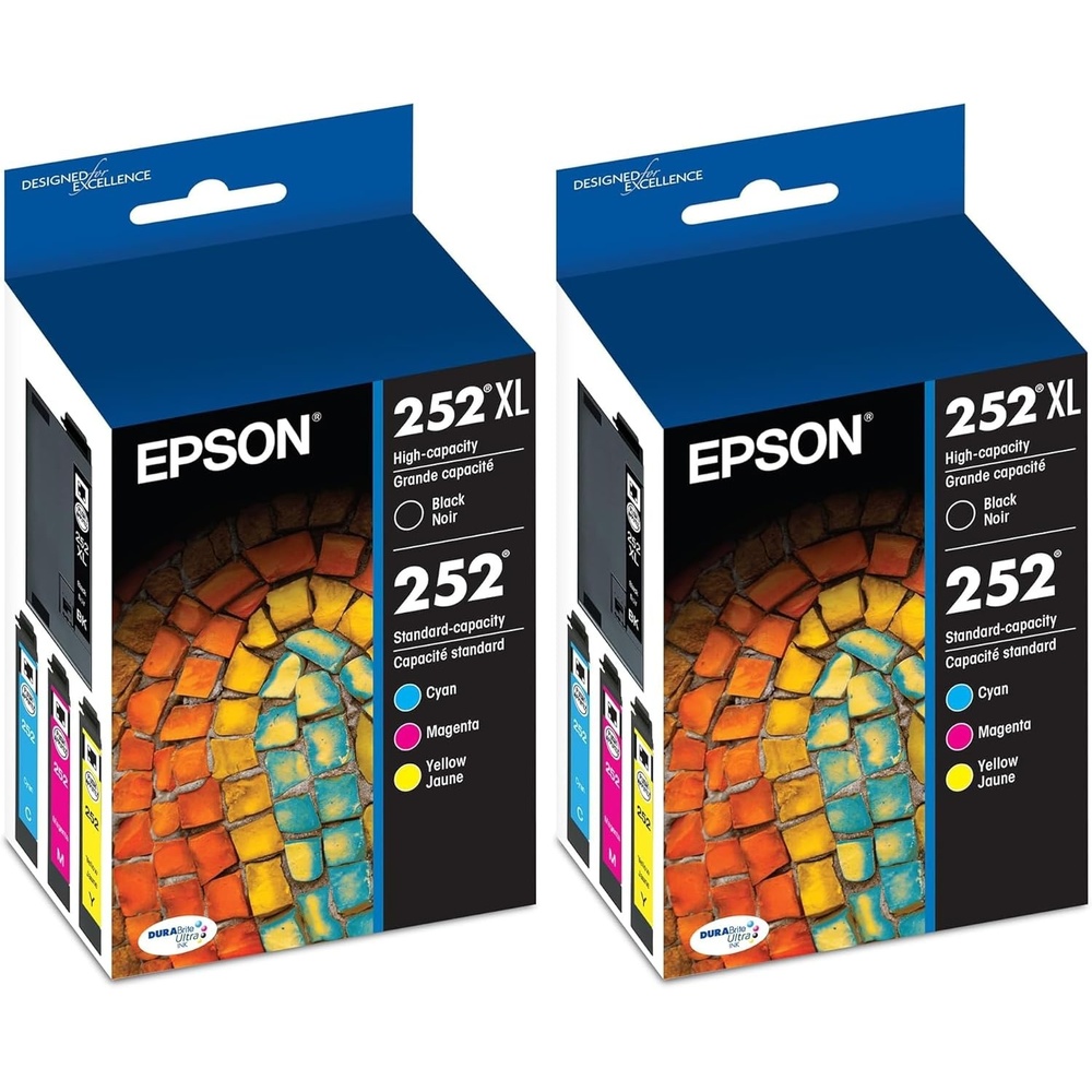 image:imageEPSON 252 DURABrite Ultra Ink High Capacity Black amp Standard Color Cartridge Combo Pack T252XLBCS Works with WorkForce WF3620 3640 7110 7610 7620 7710 7720 7210MultiPack Pack of 2