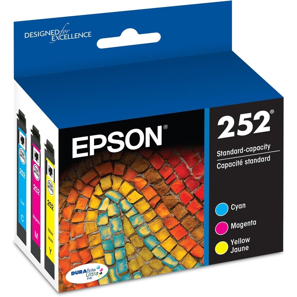 image:imageEPSON 252 DURABrite Ultra Ink Standard Capacity Color Combo Pack T252520S Works with WorkForce WF3620 3640 7110 7610 7620 7710 7720 7210MultiPack