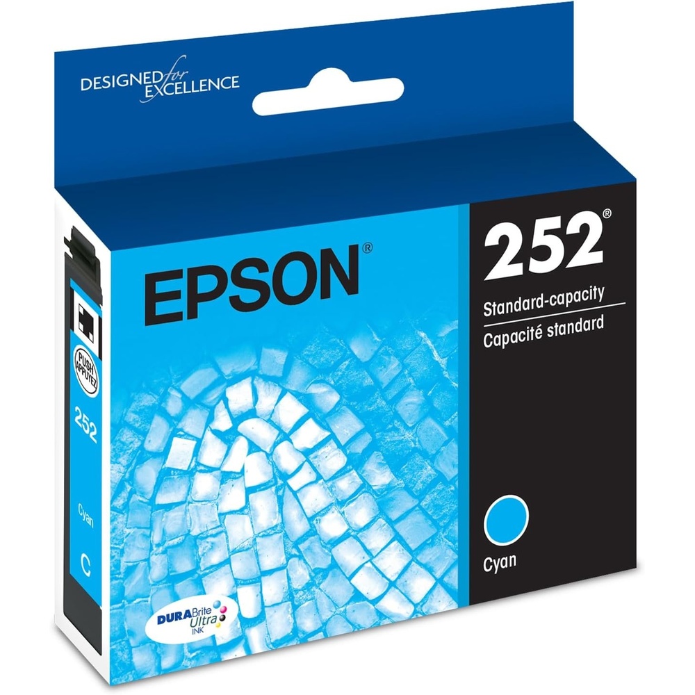 image:imageEPSON 252 DURABrite Ultra Ink Standard Capacity Cyan Cartridge T252220S Works with WorkForce WF3620 3640 7110 7610 7620 7710 7720 72101 Count Pack of 1