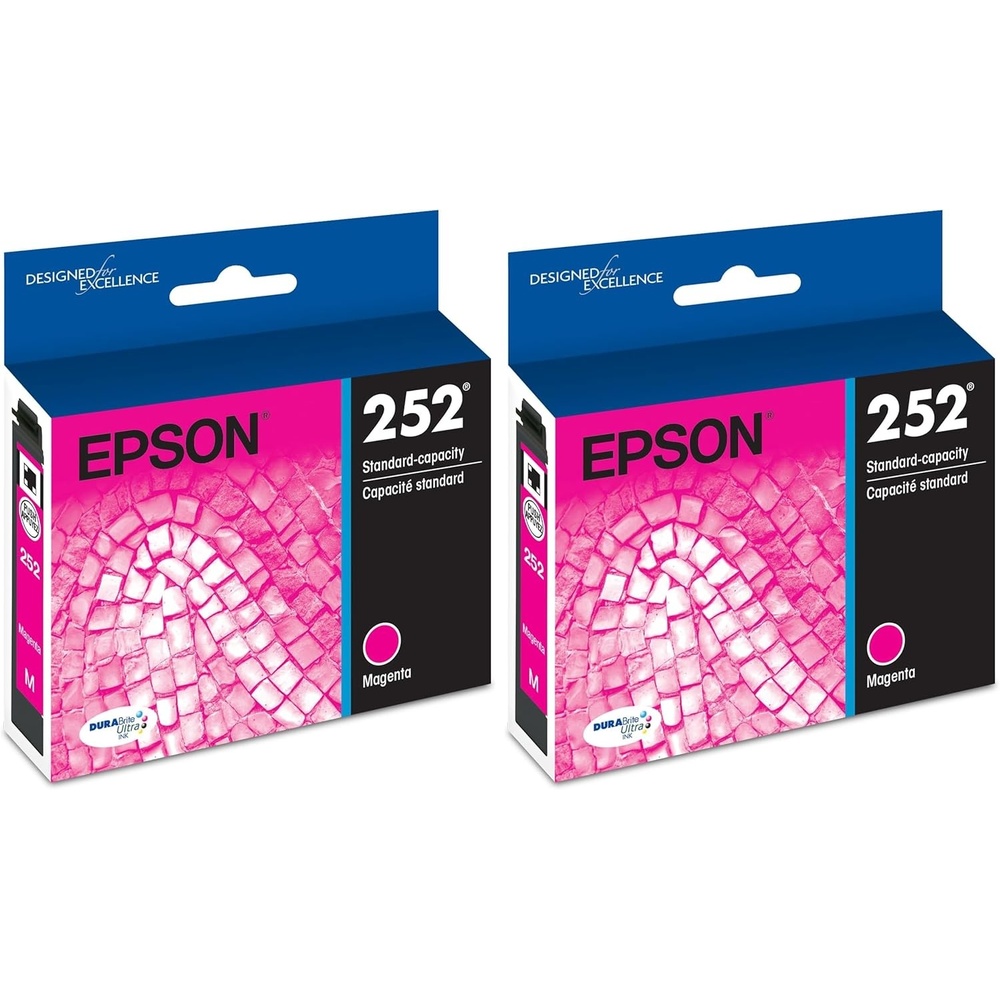 image:imageEPSON 252 DURABrite Ultra Ink Standard Capacity Magenta Cartridge T252320 Works with WorkForce WF3620 3640 7110 7610 7620 7710 7720 72101 Count Pack of 2