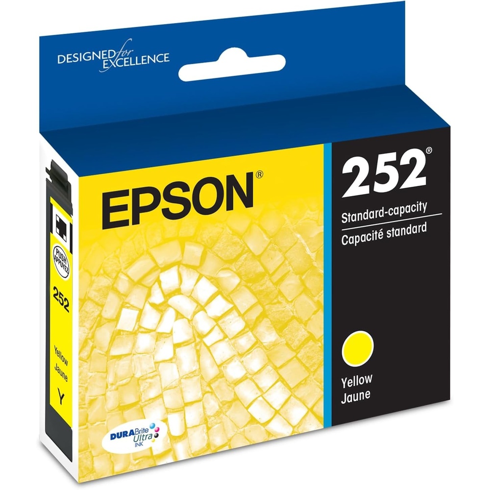 image:imageEPSON 252 DURABrite Ultra Ink Standard Capacity Yellow Cartridge T252420S Works with WorkForce WF3620 3640 7110 7610 7620 7710 7720 72101 Count Pack of 1