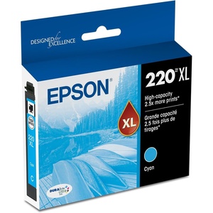 image:imageEPSON 220 DURABrite Ultra Ink High Capacity Black Cartridge T220XL120S Works with WorkForce WF26302650 2660 2750 2760 and Expression XP320420 424Cyan
