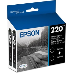 image:imageEPSON 220 DURABrite Ultra Ink Standard Capacity Black Dual Cartridge Pack T220120D2 Works with WorkForce WF26302650 2660 2750 2760 and Expression XP320420 424