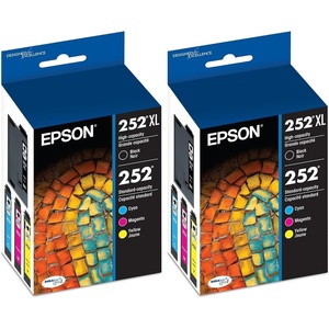image:imageEPSON 252 DURABrite Ultra Ink High Capacity Black amp Standard Color Cartridge Combo Pack T252XLBCS Works with WorkForce WF3620 3640 7110 7610 7620 7710 7720 7210MultiPack Pack of 2