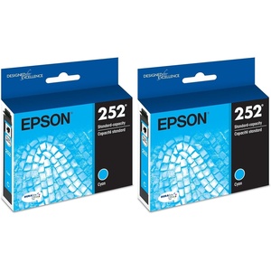 image:imageEPSON 252 DURABrite Ultra Ink Standard Capacity Cyan Cartridge T252220S Works with WorkForce WF3620 3640 7110 7610 7620 7710 7720 72101 Count Pack of 2