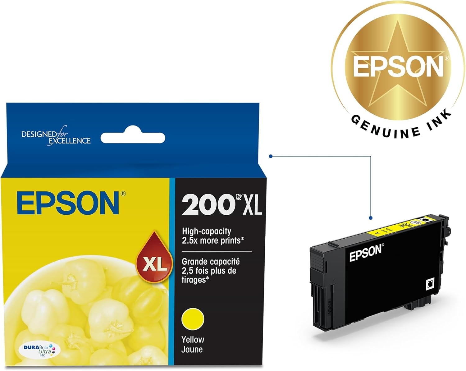 image:imageEpson T200XLBCS DURA Ultra High Capacity Genuine Ink Cartridge Black and Color Combo PackYellow