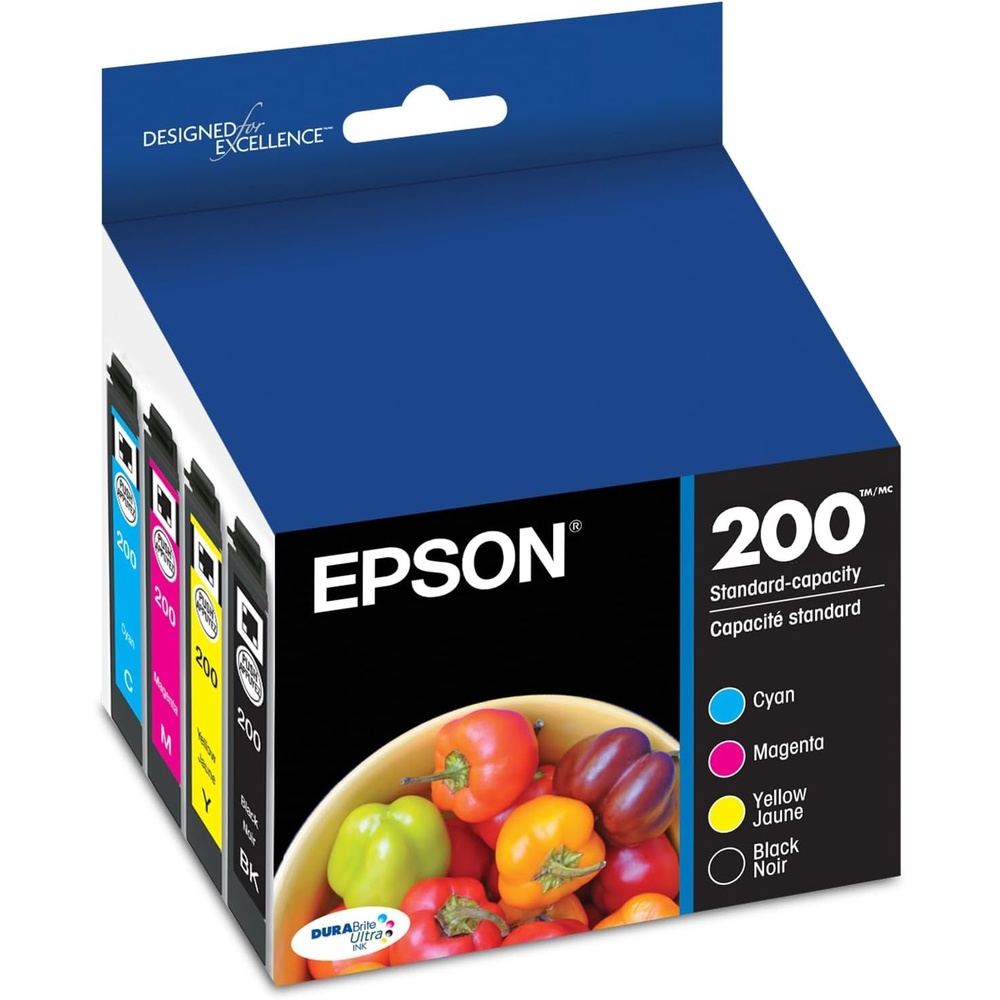 image:imageEpson 200 DURABrite Ultra Ink Standard Capacity Black amp Color Cartridge Combo Pack T200120BCS Works with Workforce WF2520 2530 2540 Expression XP200 300 310 400 410Ink