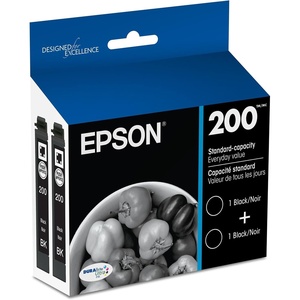 image:imageEpson 200 DURABrite Ultra Ink Standard Capacity Cyan Cartridge T200220S Works with Workforce WF2520 2530 2540 Expression XP200 300 310 400 410Black Dual Pack