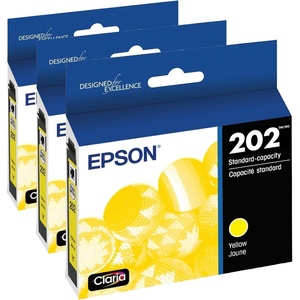 image:imageEpson 202 Claria Ink Standard Capacity Yellow Cartridge T202420S Works with Workforce WF2860 Expression XP51001 Count Pack of 3