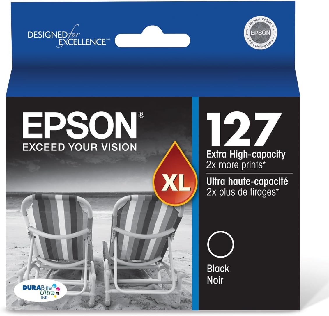 image:imageEPSON 127 DURABrite Ultra Ink Black Cartridge For NX530 625 WF3520 3530 3540 545 60 630 633 635 645 7010 7510 7520 840 845 Water Resistant