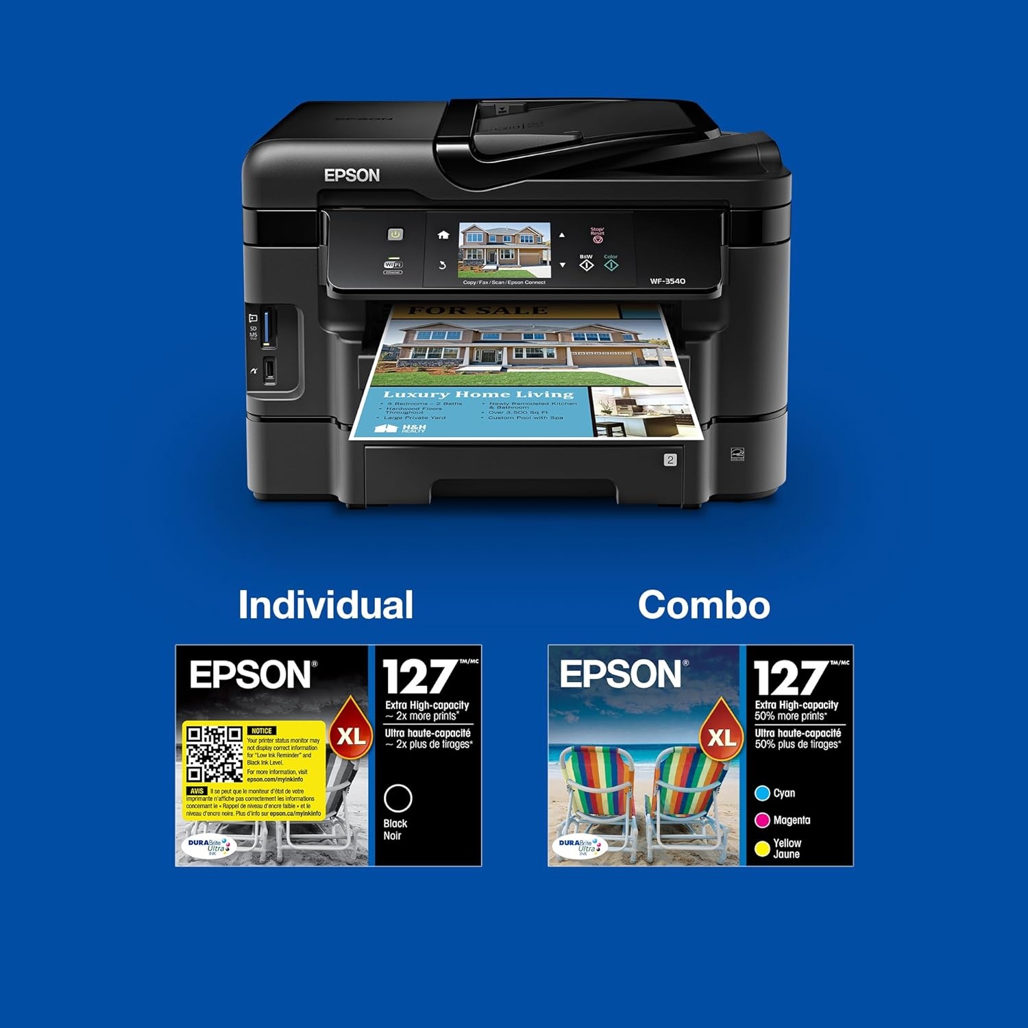 image:imageEPSON 127 DURABrite Ultra Ink Black Cartridge For NX530 625 WF3520 3530 3540 545 60 630 633 635 645 7010 7510 7520 840 845 Water Resistant