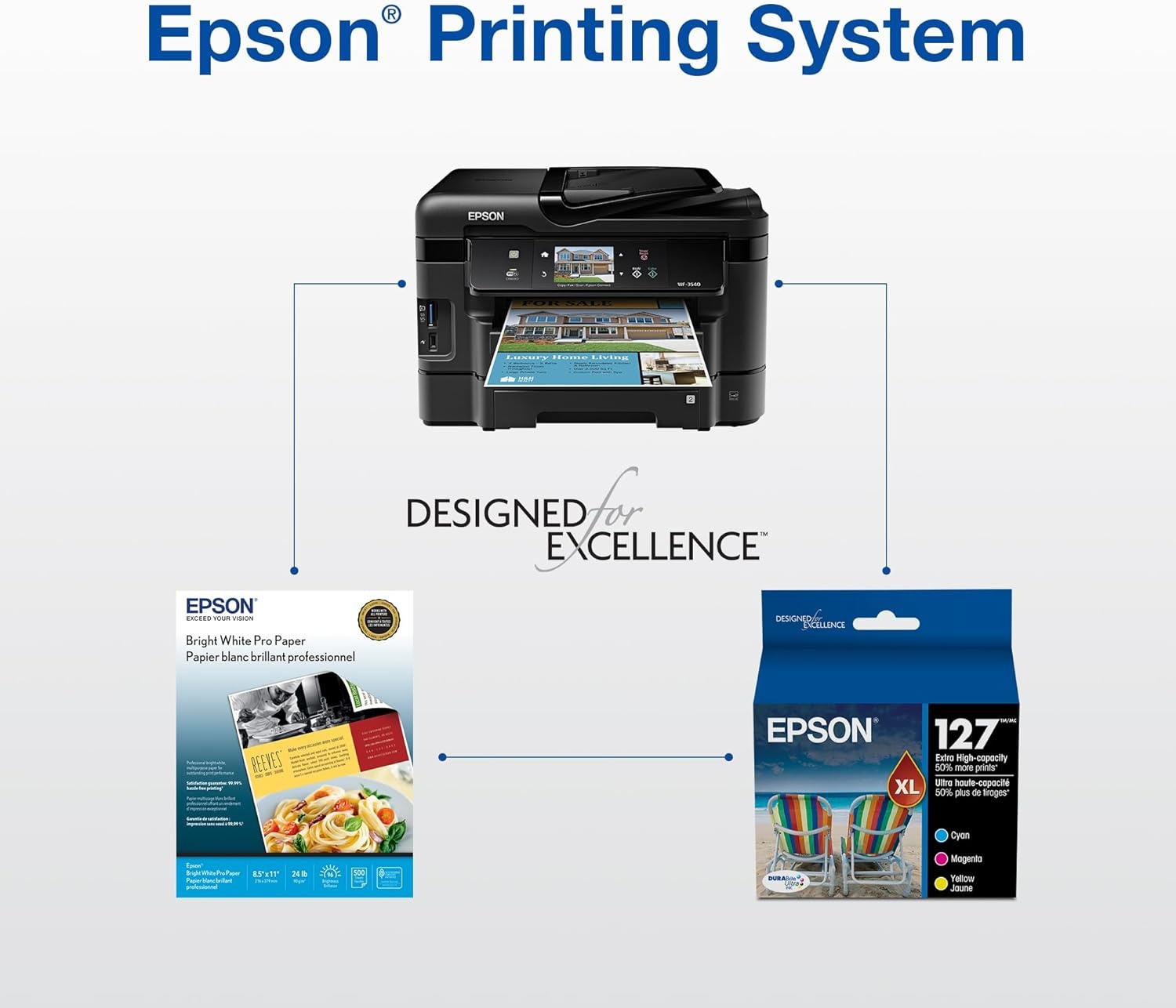 image:imageEPSON 127 DURABrite Ultra Ink Black Cartridge For NX530 625 WF3520 3530 3540 545 60 630 633 635 645 7010 7510 7520 840 845 Water ResistantBlack