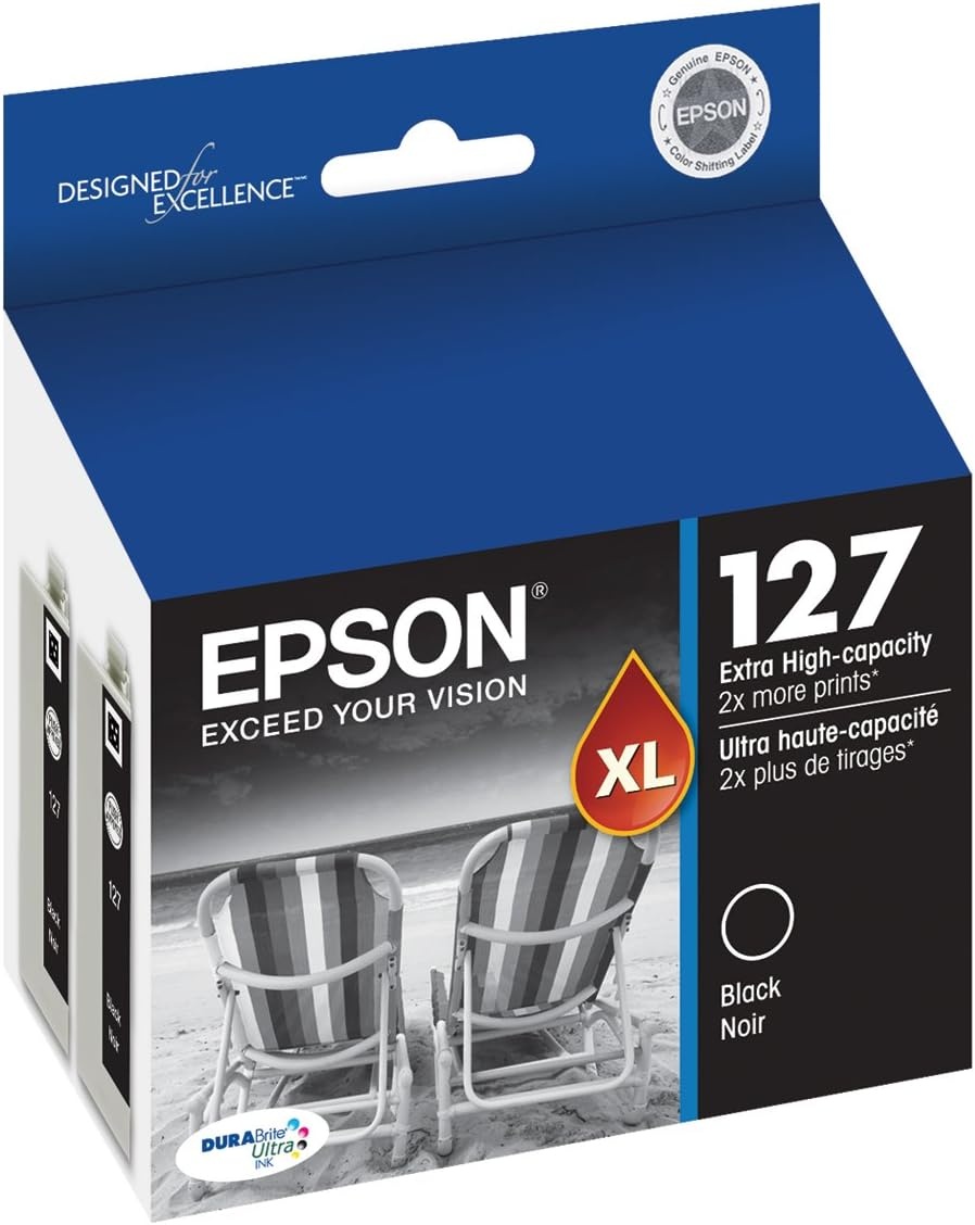 image:imageEPSON 127 DURABrite Ultra Ink Black Dual Cartridge Pack For NX530 625 WF3520 3530 3540 545 60 630 633 635 645 7010 7510 7520 840 845Dual pack Pack of 4