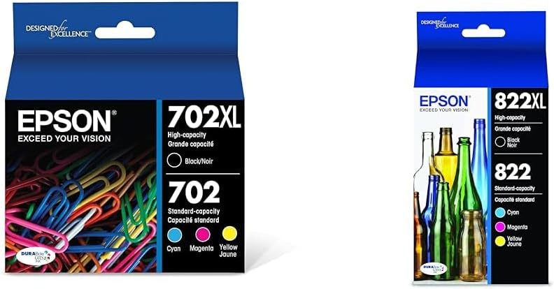 image:imageEPSON 702 DURABrite Ultra Ink High Capacity Yellow Cartridge T702XL420 Works with WorkForce WF3720 3730 3733Black and color combo pack