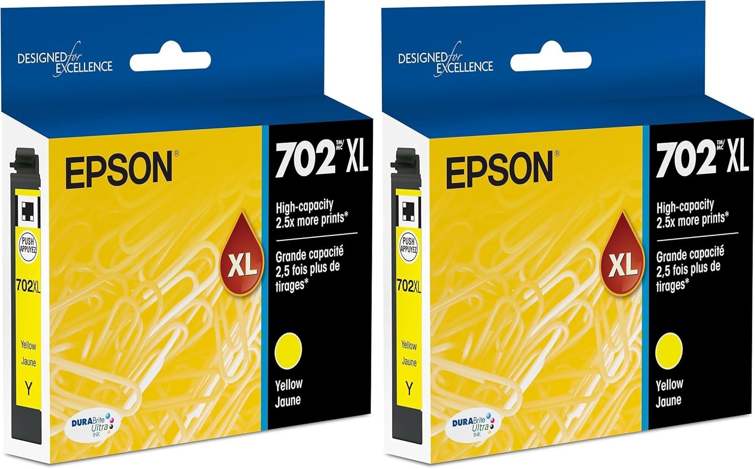 image:imageEPSON 702 DURABrite Ultra Ink High Capacity Yellow Cartridge T702XL420 Works with WorkForce WF3720 3730 3733Yellow