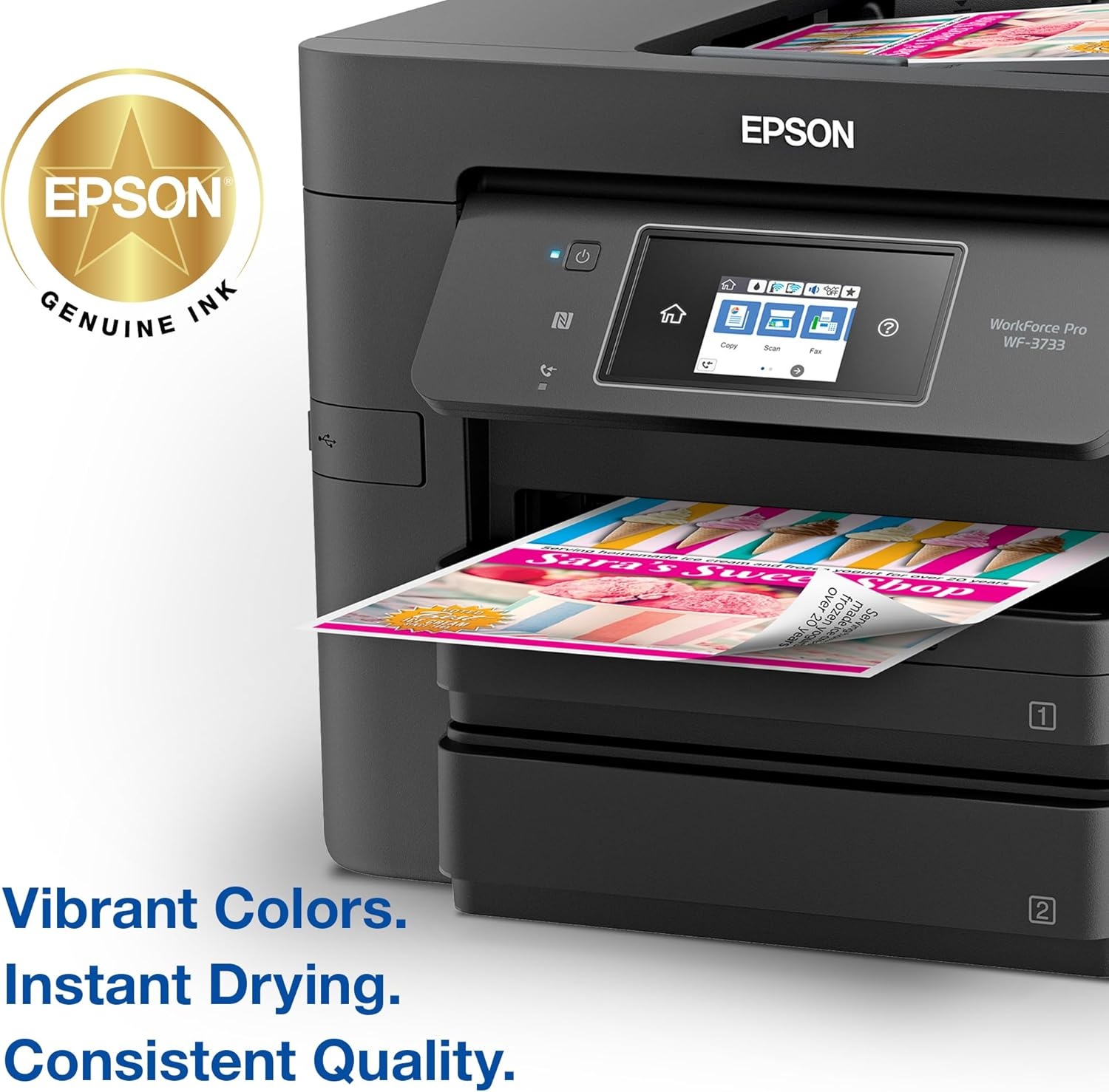 image:imageEPSON 702 DURABrite Ultra Ink High Capacity Yellow Cartridge T702XL420 Works with WorkForce WF3720 3730 3733Yellow