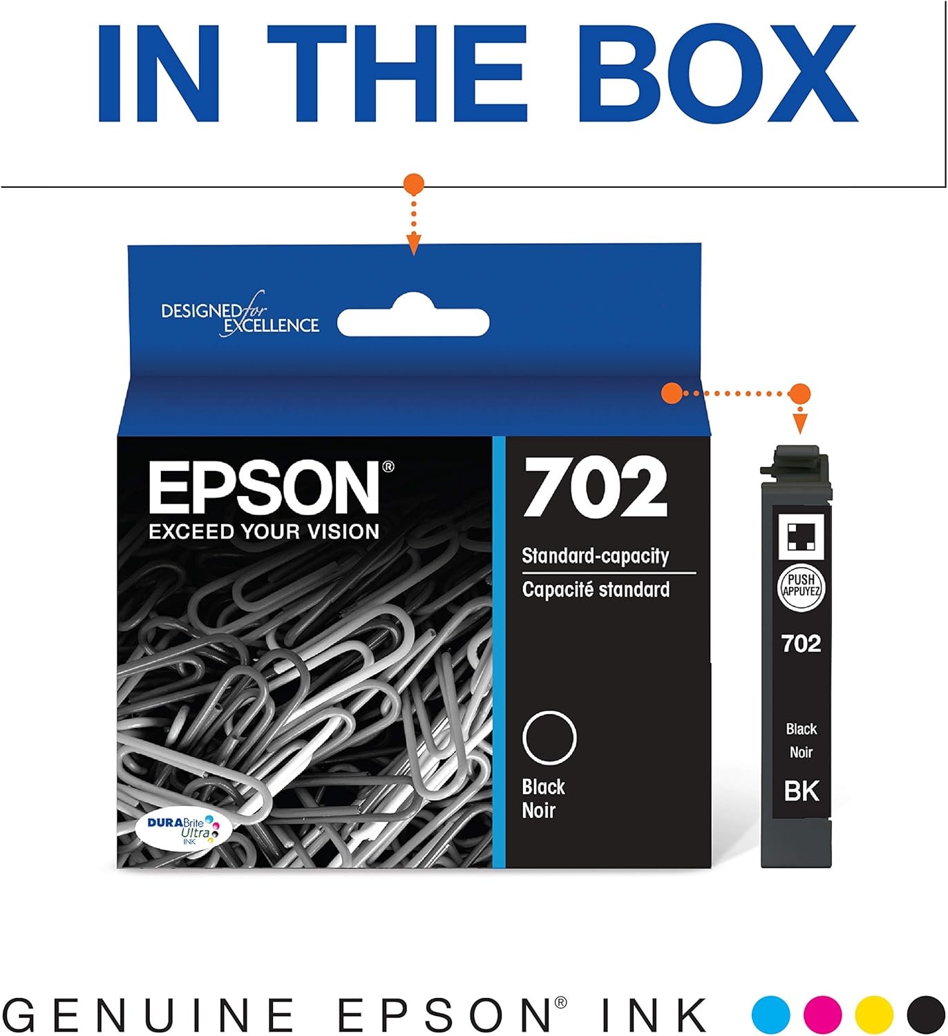 image:imageEPSON 702 DURABrite Ultra Ink Standard Capacity Black Cartridge T702120S Works with WorkForce Pro WF3720 3730 37331 Count Pack of 2