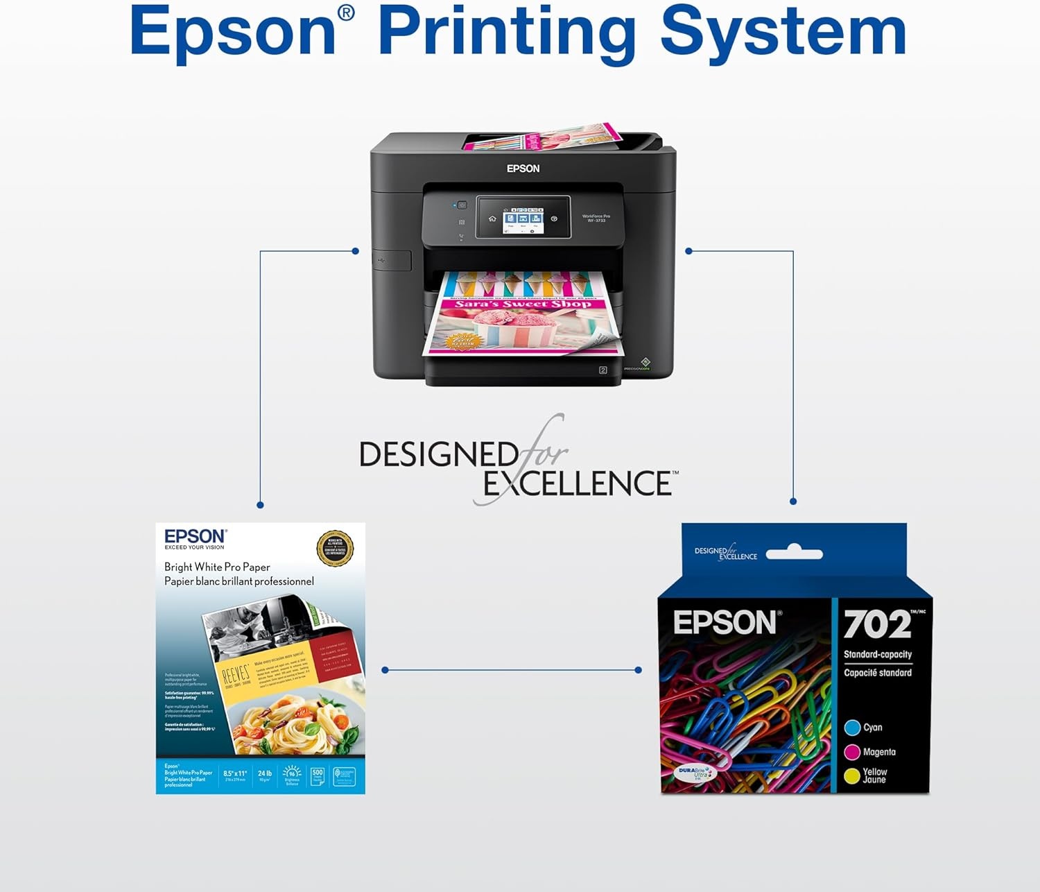 image:imageEPSON 702 DURABrite Ultra Ink Standard Capacity Magenta Cartridge T702320S Works with WorkForce Pro WF3720 3730 3733 Pack of 11 Count Pack of 1