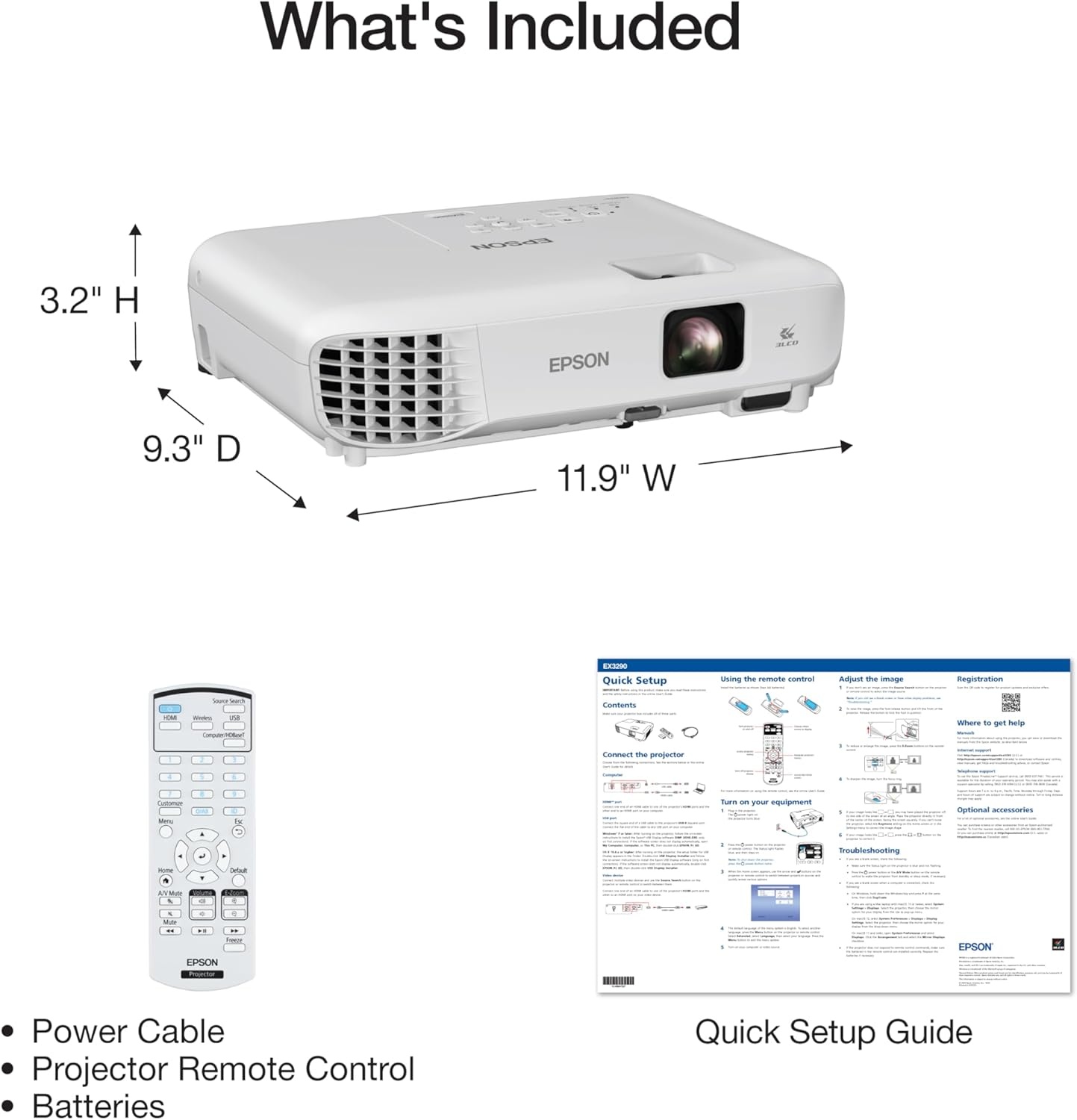 image:imageEpson EX3290 3Chip 3LCD WXGA Projector 4000 lumens for both color and white brightness 2x HDMI Builtin SpeakerNew Model