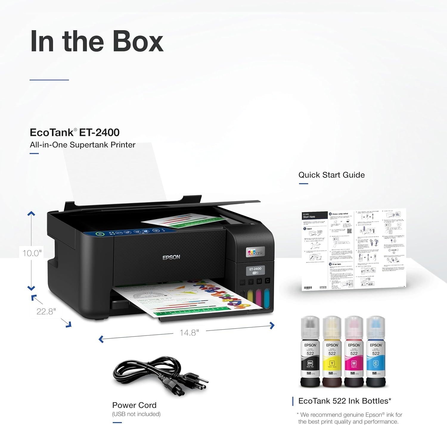 image:imageEpson EcoTank ET2400 Wireless Inkjet AllInOne CartridgeFree Supertank Color PrinterAllinOne Printer
