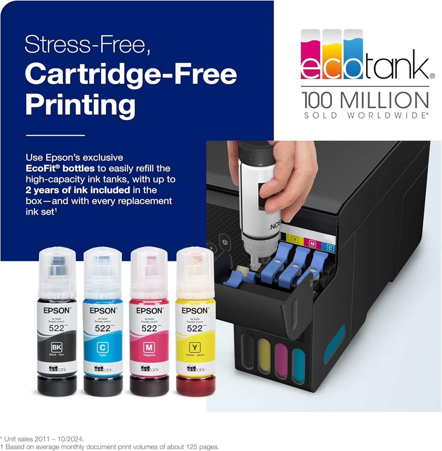 image:imageEpson EcoTank ET2800 Wireless Color AllinOne CartridgeFree Supertank with Scan and Copy The Ideal Basic Home Printer WhiteBlack