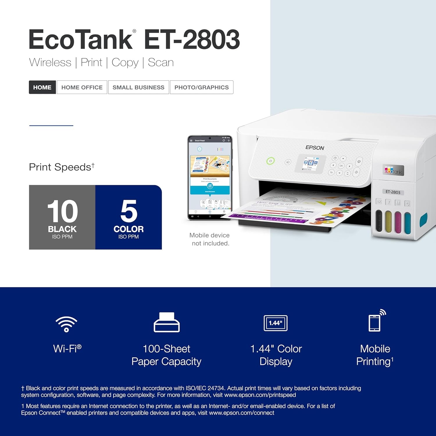 image:imageEpson EcoTank ET2800 Wireless Color AllinOne CartridgeFree Supertank with Scan and Copy The Ideal Basic Home Printer WhiteWhite