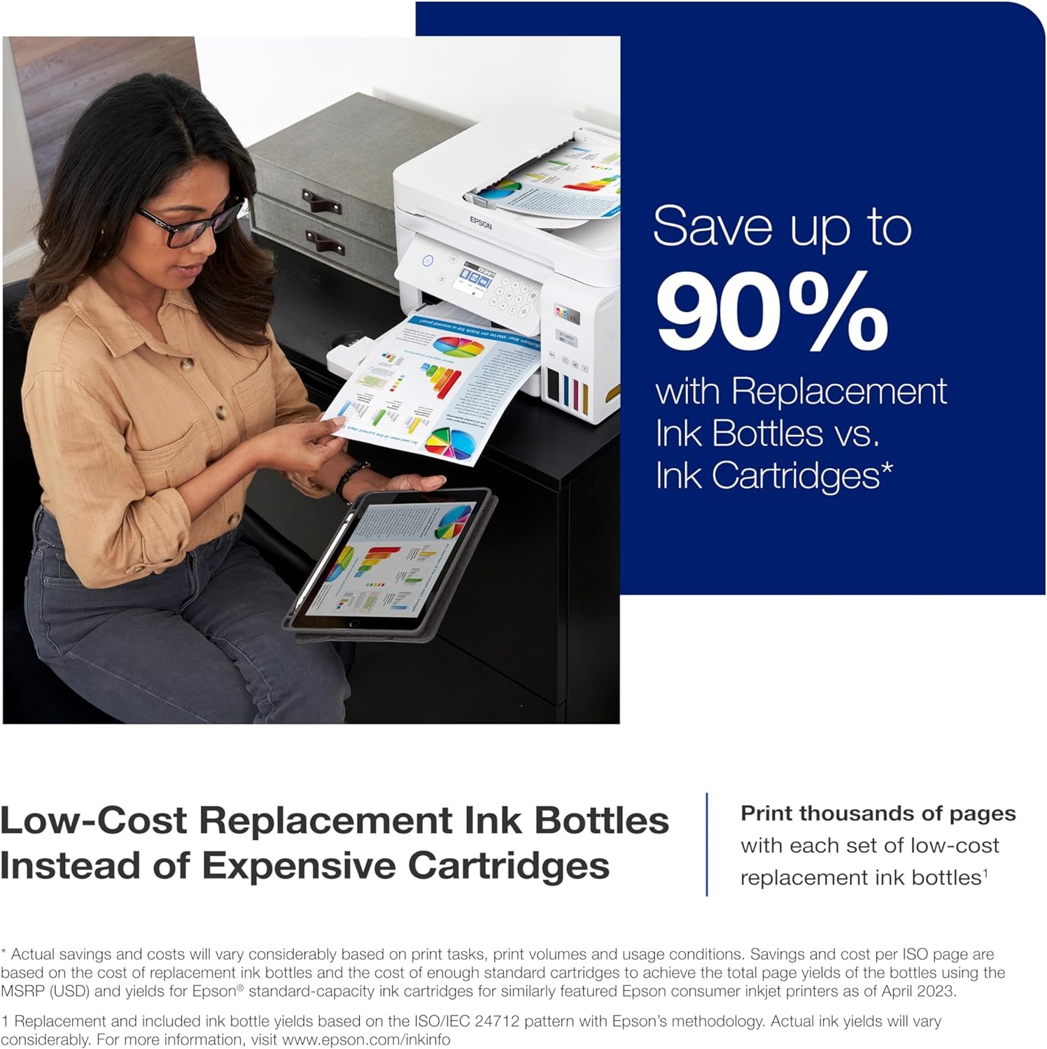 image:imageEpson EcoTank ET3850 Wireless Color AllinOne CartridgeFree Supertank with Scanner Copier ADF and Ethernet The Perfect Printer Home OfficeWhiteET3843