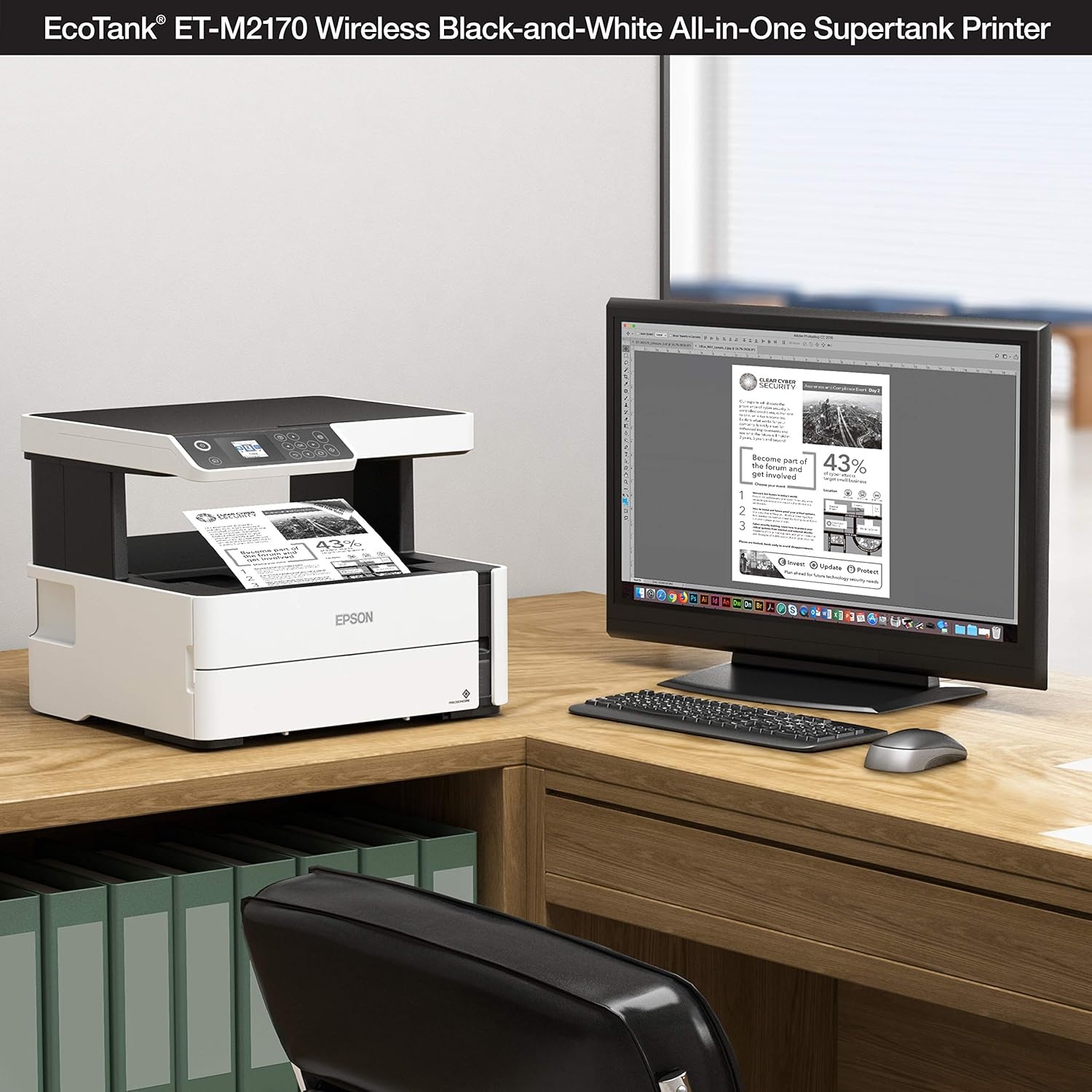 image:imageEpson EcoTank ETM2170 Wireless Monochrome AllinOne Supertank Printer with Ethernet PLUS 2 Years of Unlimited InkWhiteETM2170
