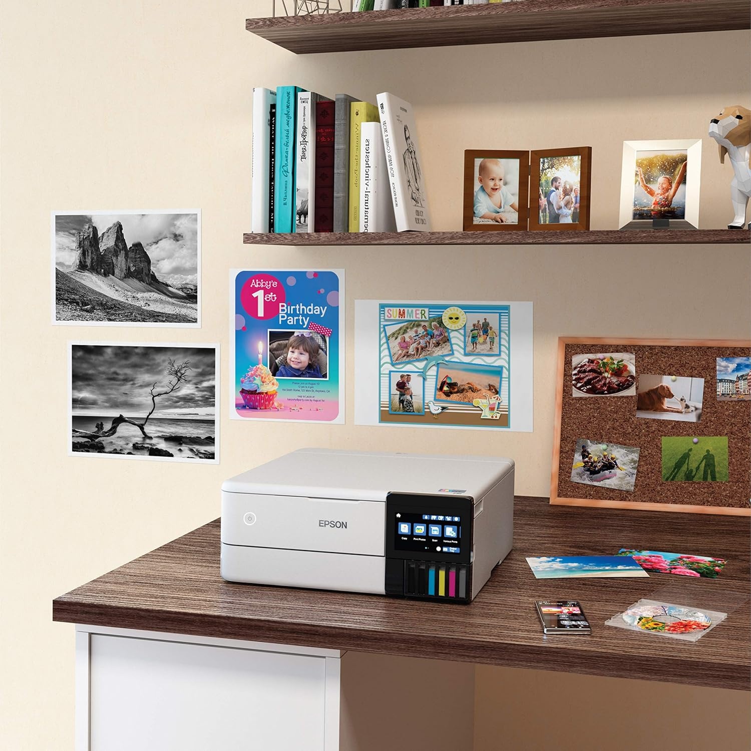 image:imageEpson EcoTank Photo ET8500 Wireless Color AllinOne Supertank Printer with Scanner Copier Ethernet and 43inch Colorfull Touchscreen White