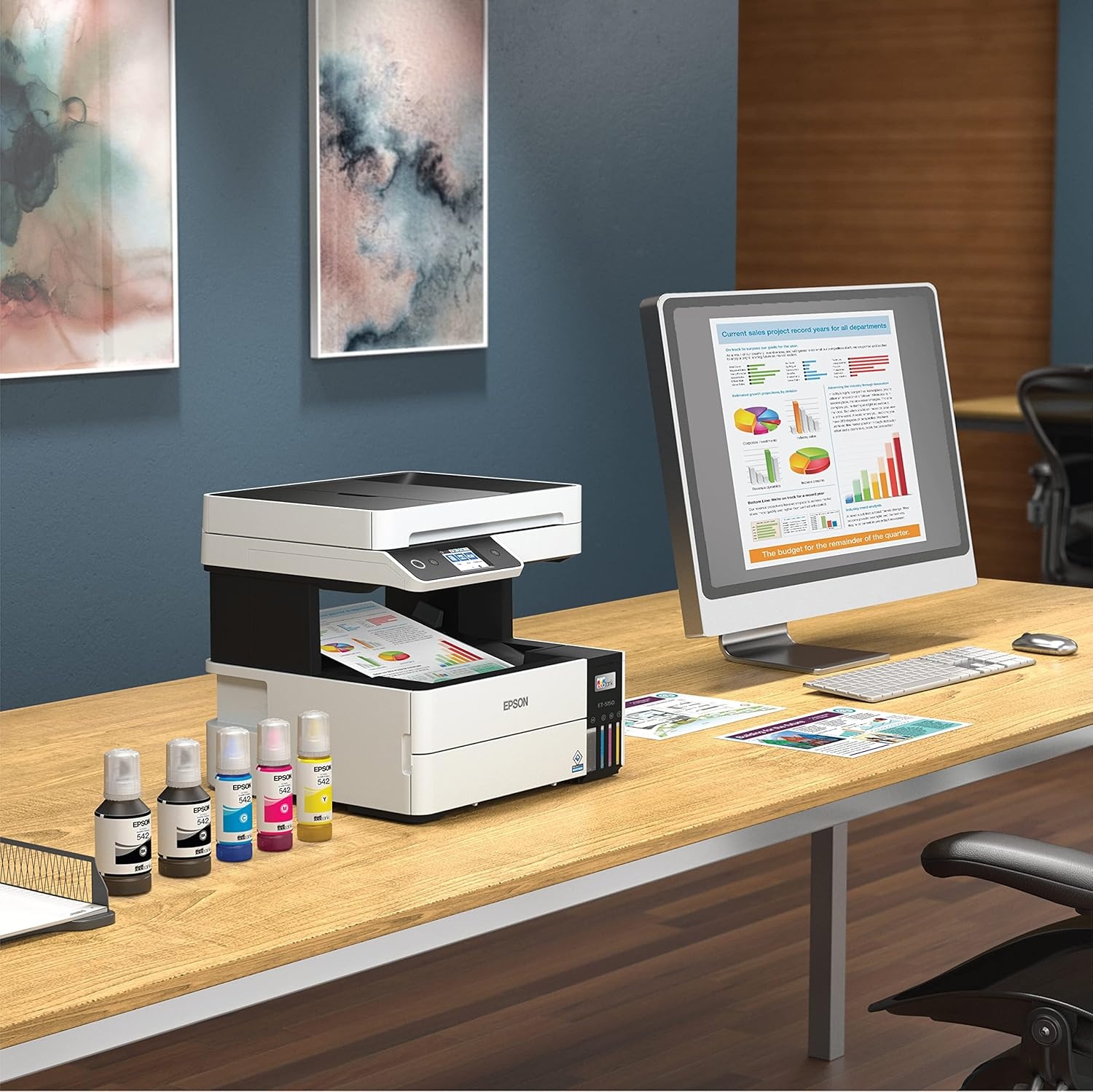 image:imageEpson EcoTank Pro ET5170 Wireless Color AllinOne Supertank Printer with Scanner Copier Fax Plus Auto Document Feeder White LargeET5150