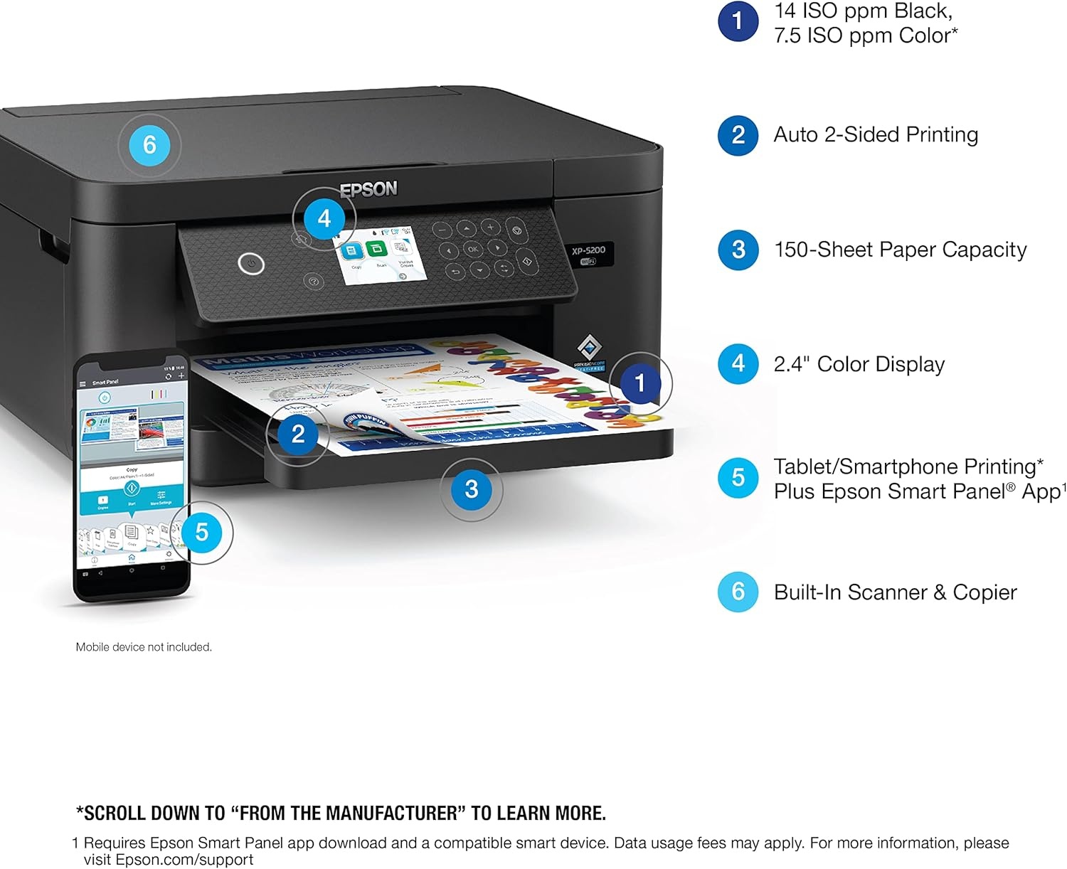 image:imageEpson Expression Home XP4200 Wireless Color AllinOne Printer with Scan Copy Automatic 2Sided Printing Borderless Photos and 24 Colorfull Display BlackXP5200